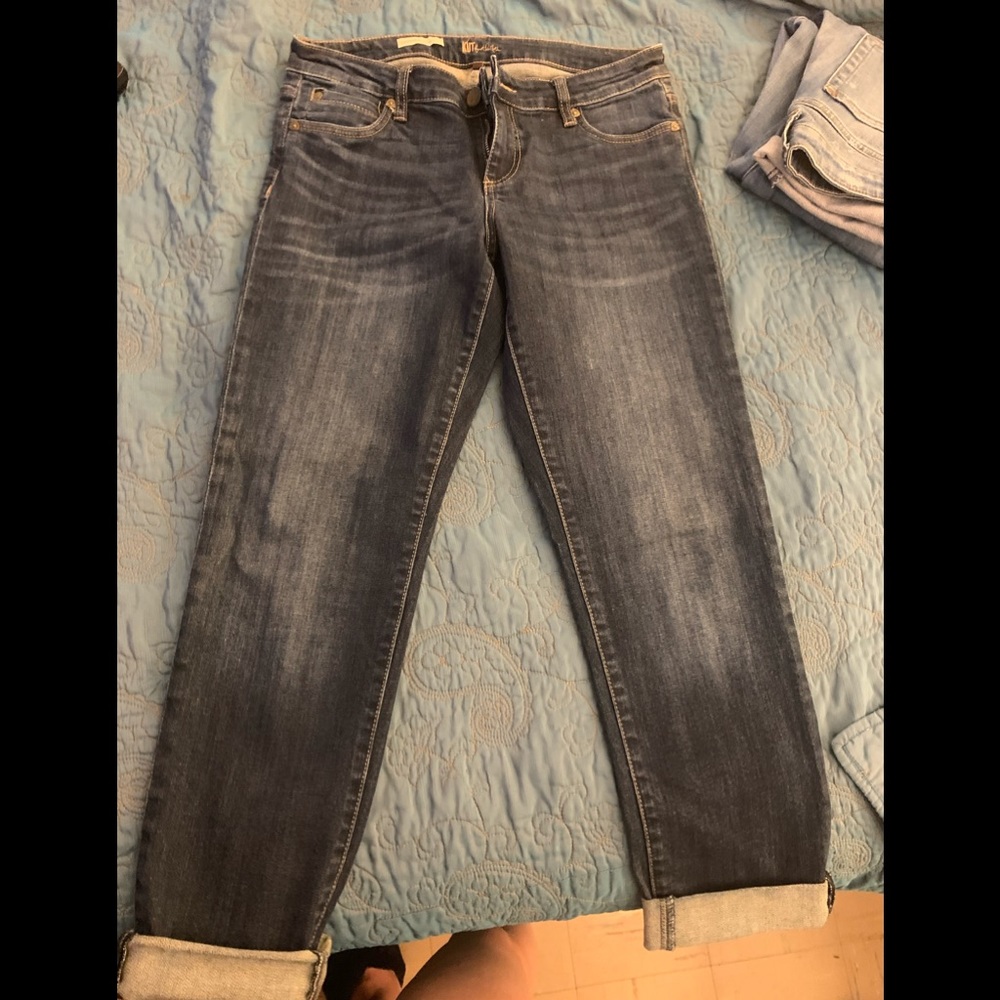 Dark blue denim boyfriend jeans